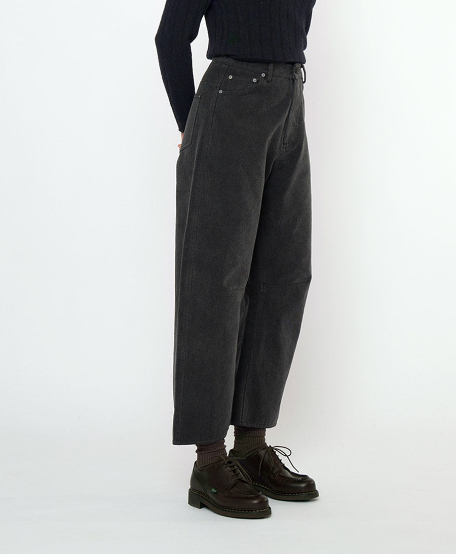Stoffhose aus Baumwolle - Curve Legged Work Trouser - Schwarz (washed)