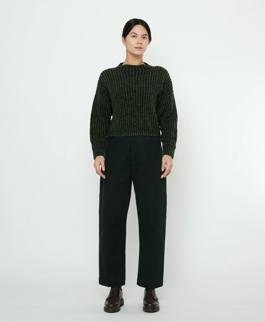 Stoffhose aus Baumwolle - Signature Curve Legged Trouser - Schwarz