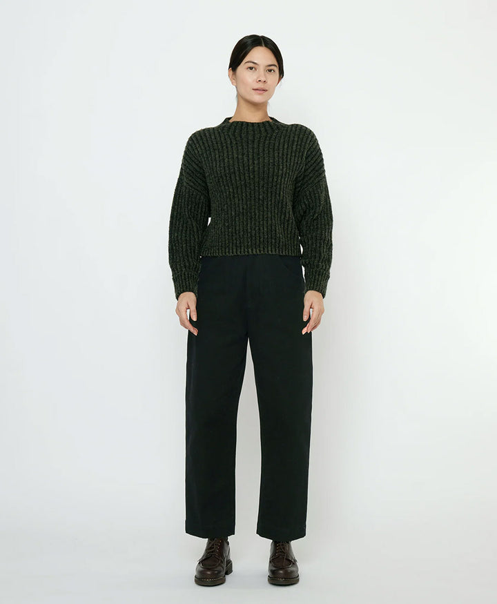 Stoffhose aus Baumwolle - Signature Curve Legged Trouser - Schwarz