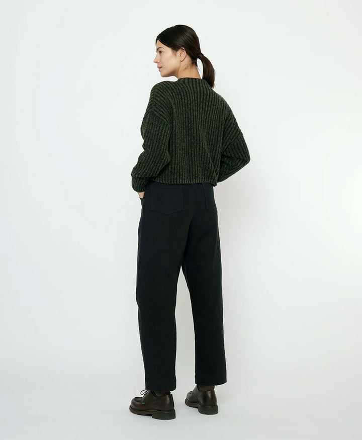 Stoffhose aus Baumwolle - Signature Curve Legged Trouser - Schwarz