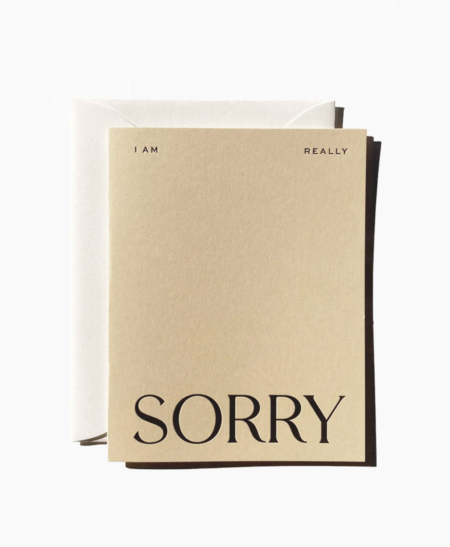 Geprägte Karte mit Couvert "I AM REALLY SORRY" Beige / Schwarz