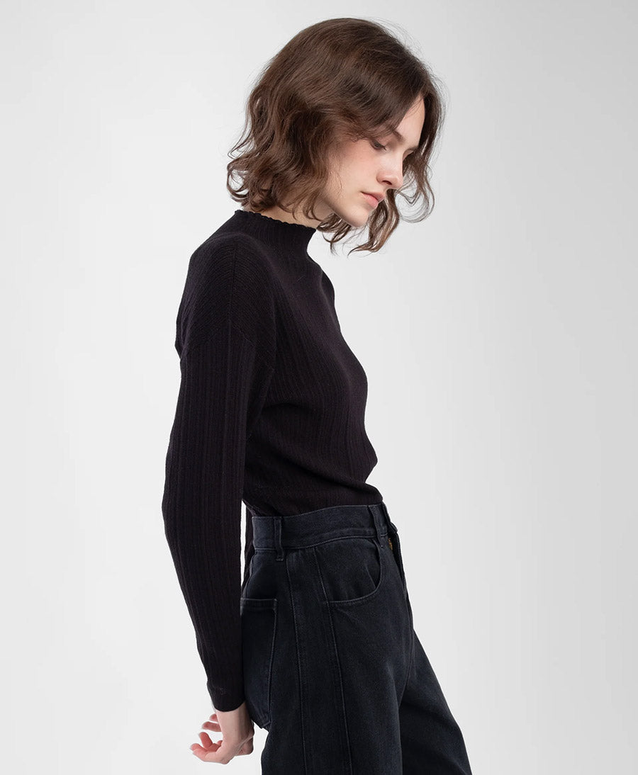 Schwarzer Strickpullover - Black Isla Rib Top