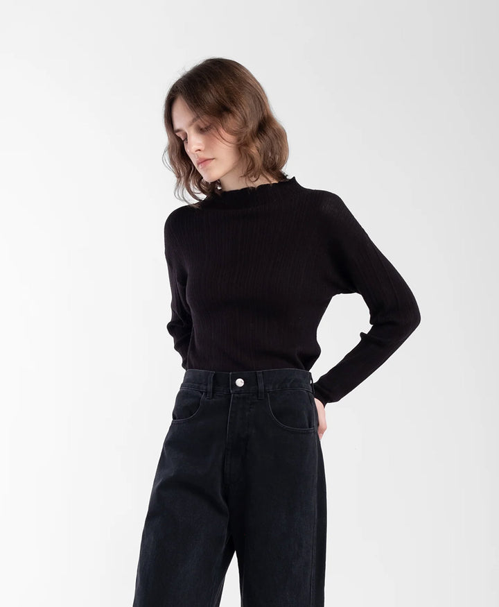 Schwarzer Strickpullover - Black Isla Rib Top