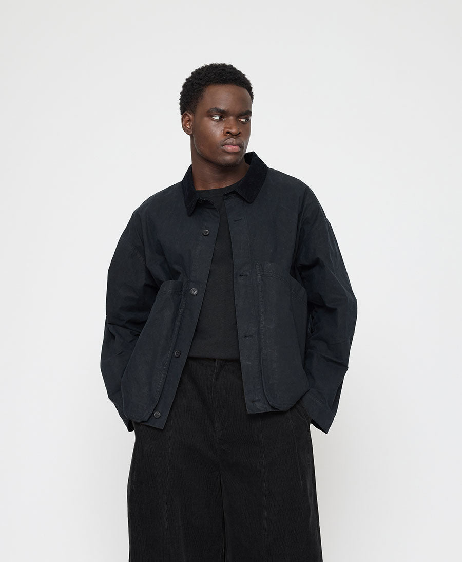 Hemdjacke Signature Panel Pockets Shirt Jacket Waxed Edition - Navy Black