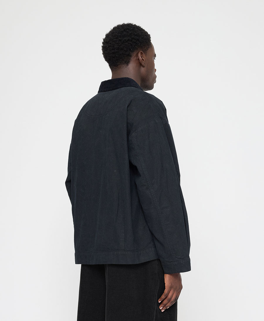 Hemdjacke Signature Panel Pockets Shirt Jacket Waxed Edition - Navy Black
