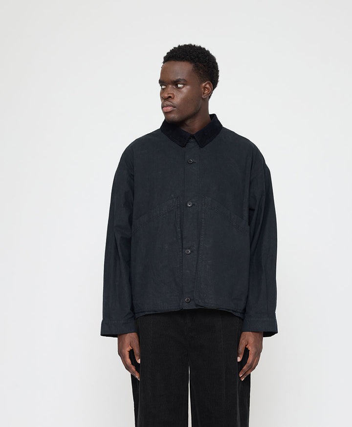 Hemdjacke Signature Panel Pockets Shirt Jacket Waxed Edition - Navy Black