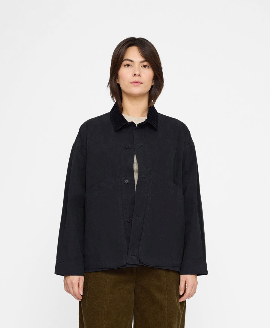 Hemdjacke Signature Panel Pockets Shirt Jacket Waxed Edition - Navy Black