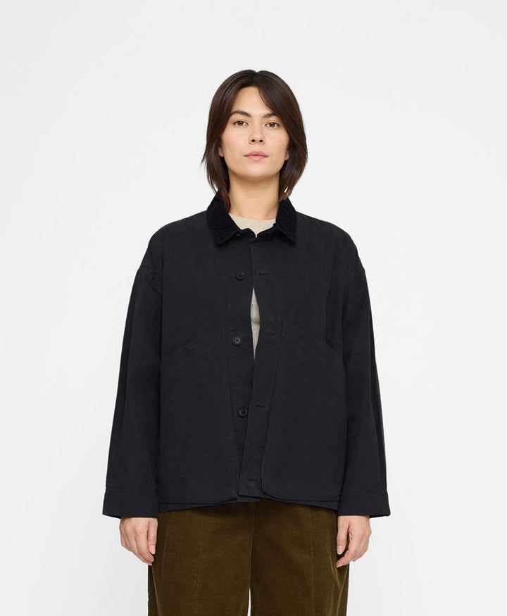 Hemdjacke Signature Panel Pockets Shirt Jacket Waxed Edition - Navy Black