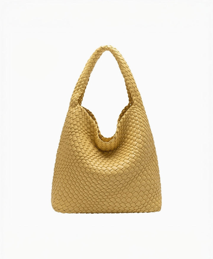 Gewebte Schultertasche JOHANNA aus veganem Leder - Gelb