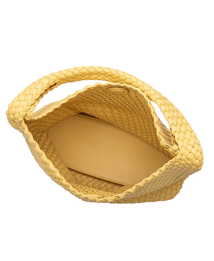 Gewebte Schultertasche JOHANNA aus veganem Leder - Gelb