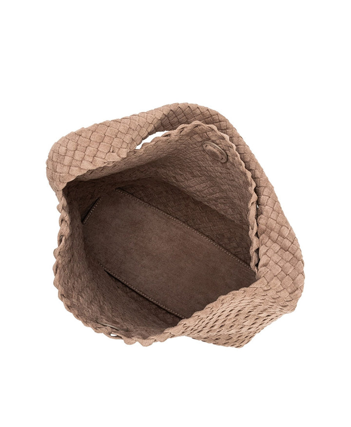 Gewebte Schultertasche JOHANNA aus veganem Leder - Clay Suede