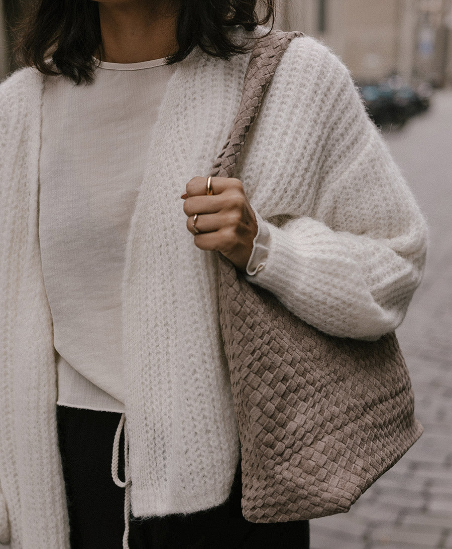 Leichter Strick-Wickelcardigan VEGA - Ivory