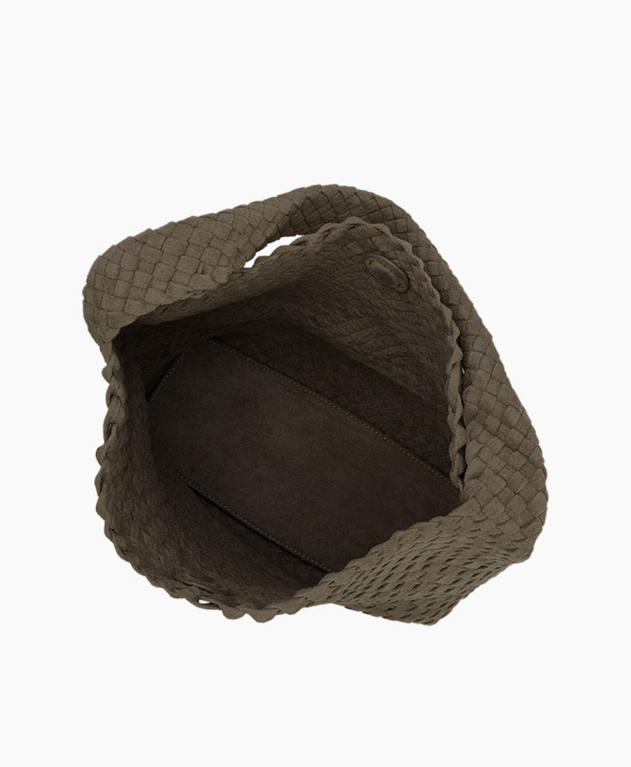 Gewebte Schultertasche JOHANNA aus veganem Leder - Pine Suede