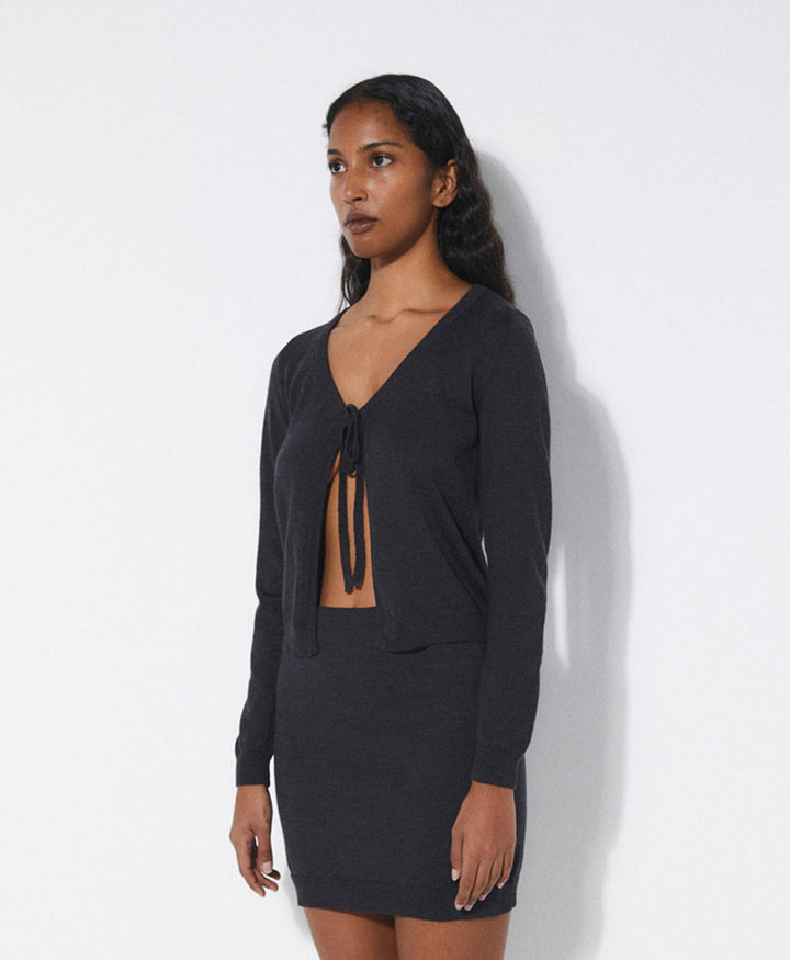 Stricktop / Strickjacke JULIE - Dunkelgrau meliert