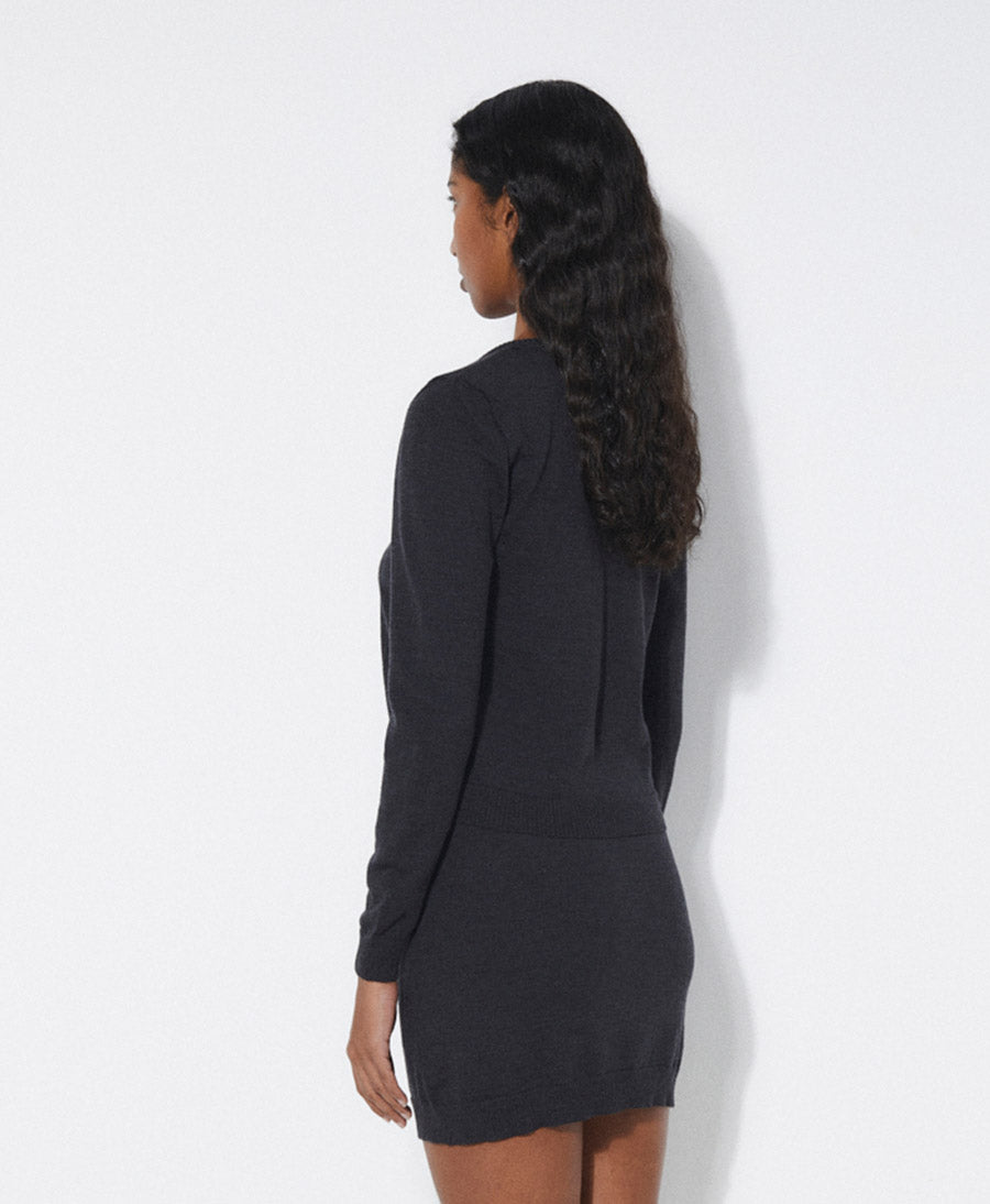 Stricktop / Strickjacke JULIE - Dunkelgrau meliert