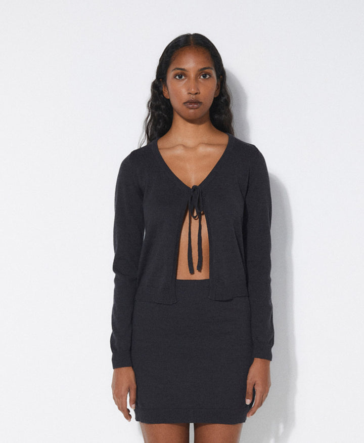 Stricktop / Strickjacke JULIE - Dunkelgrau meliert