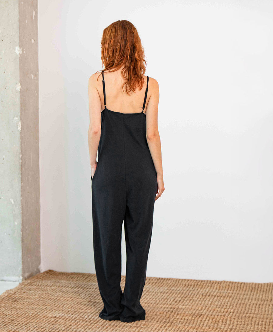 Lockerer Jumpsuit aus Bio-Baumwolle - Schwarz