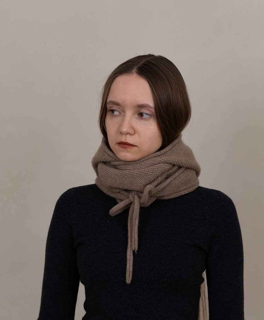 Kapuzenschal Eden aus Kaschmir - Taupe