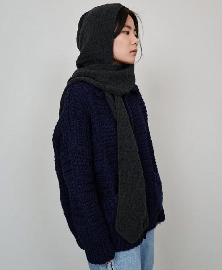 Kapuzenschal aus Strick - Anthrazit