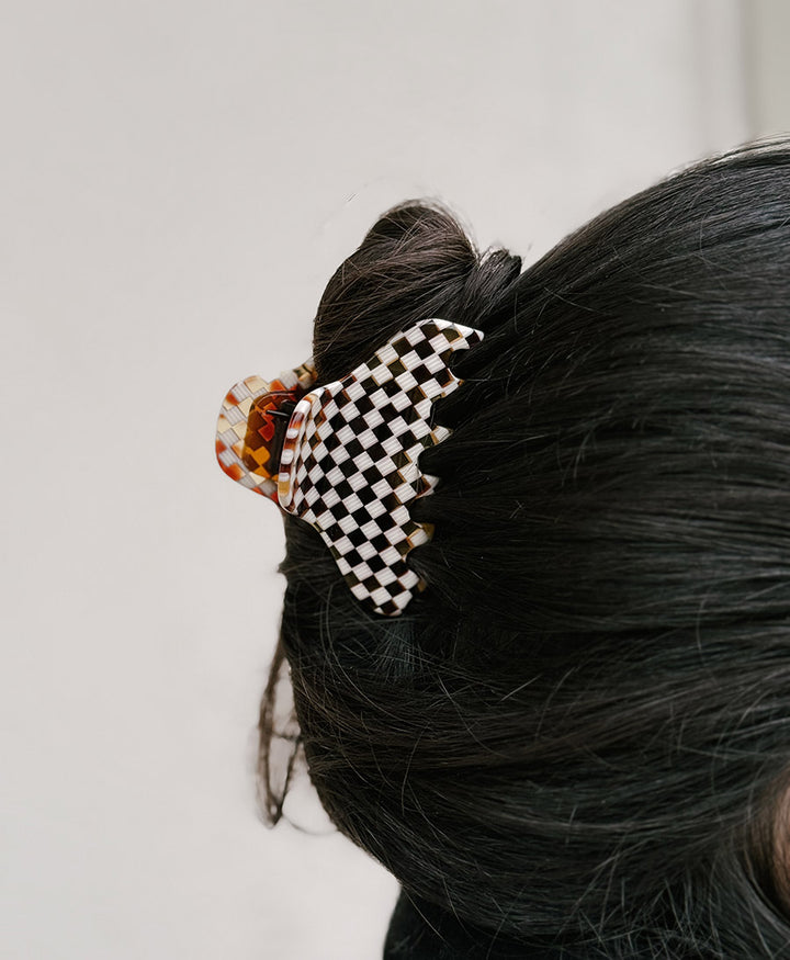 Haarklammer CARLA (M) aus Acetat - Karo