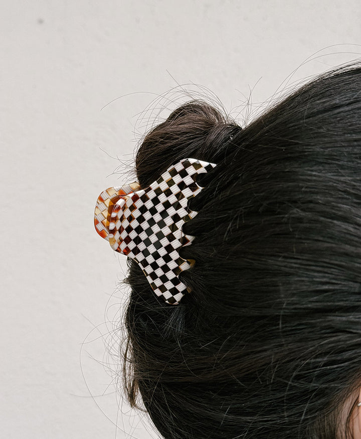 Haarklammer CARLA (M) aus Acetat - Karo