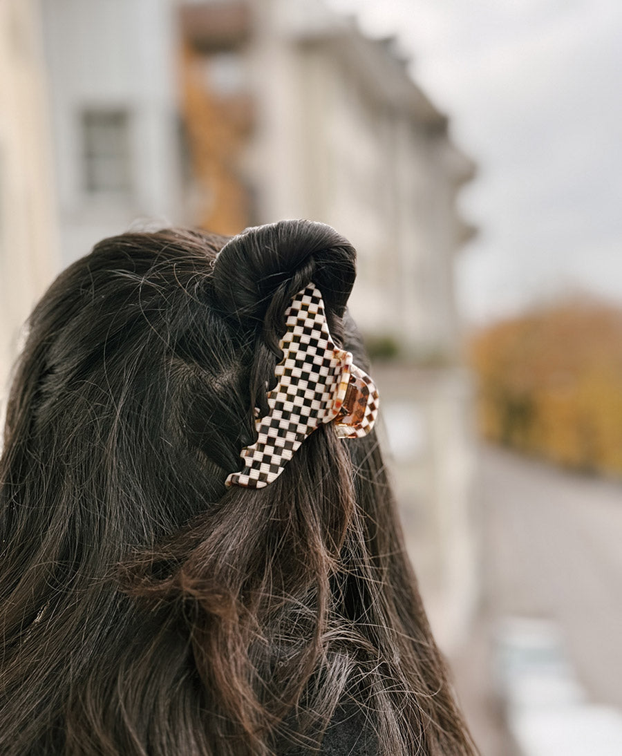 Haarklammer CLAIRE (L) aus Acetat - Karo