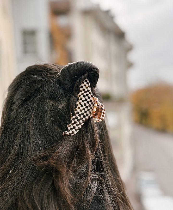 Haarklammer CLAIRE (L) aus Acetat - Karo