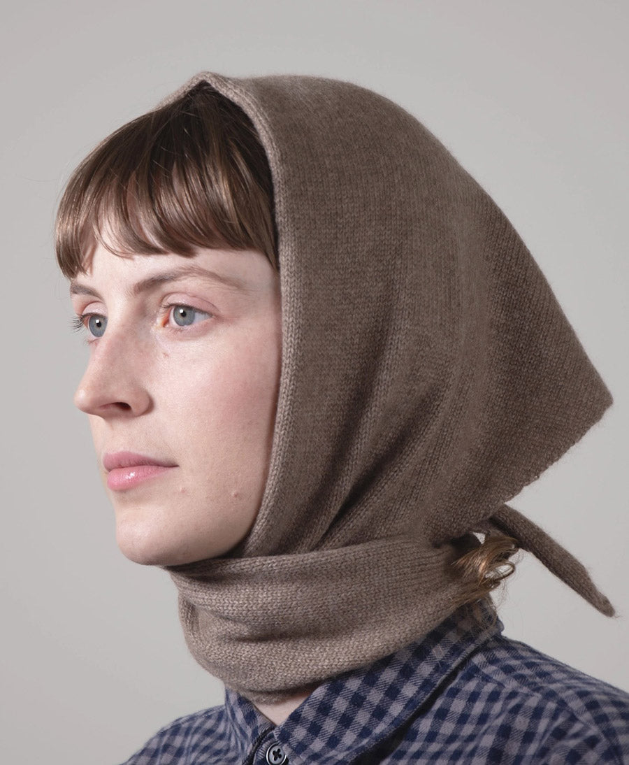 Triangel-Strickschal / Bandana aus Kaschmir - Taupe