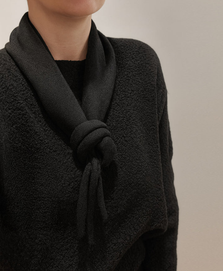 Triangel-Strickschal / Bandana aus Kaschmir - Schwarz