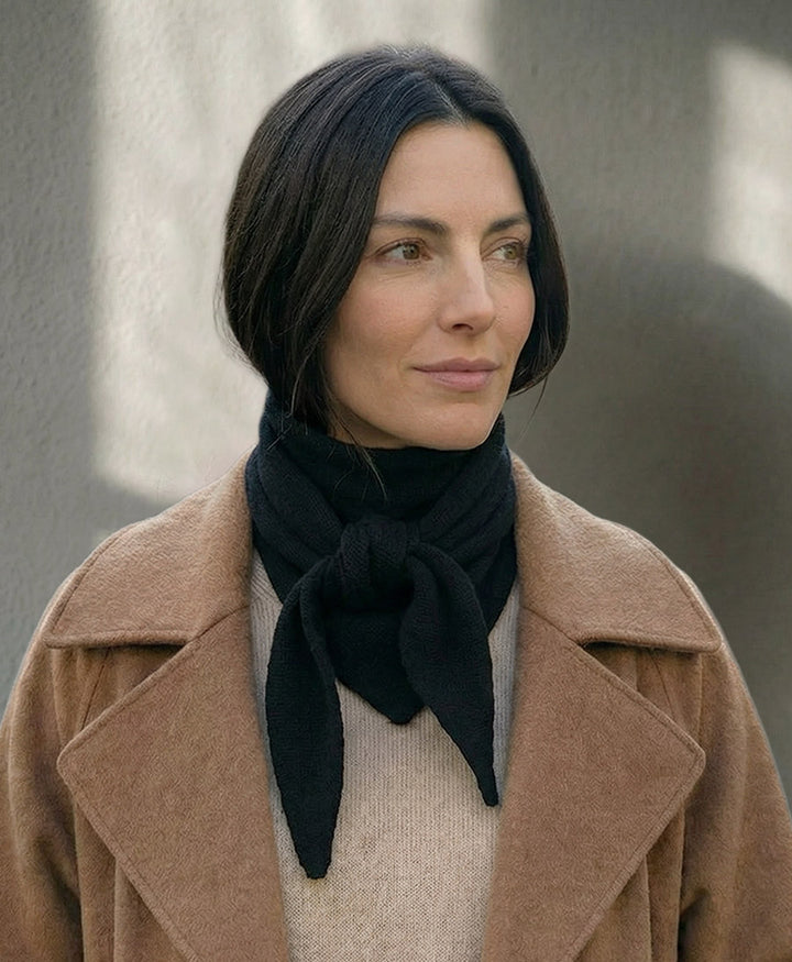 Triangel-Strickschal / Bandana aus Kaschmir - Schwarz