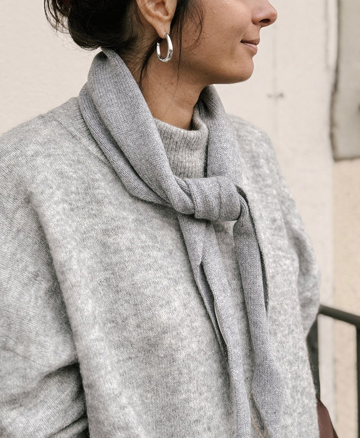 Triangel-Strickschal / Bandana aus Kaschmir - Grau