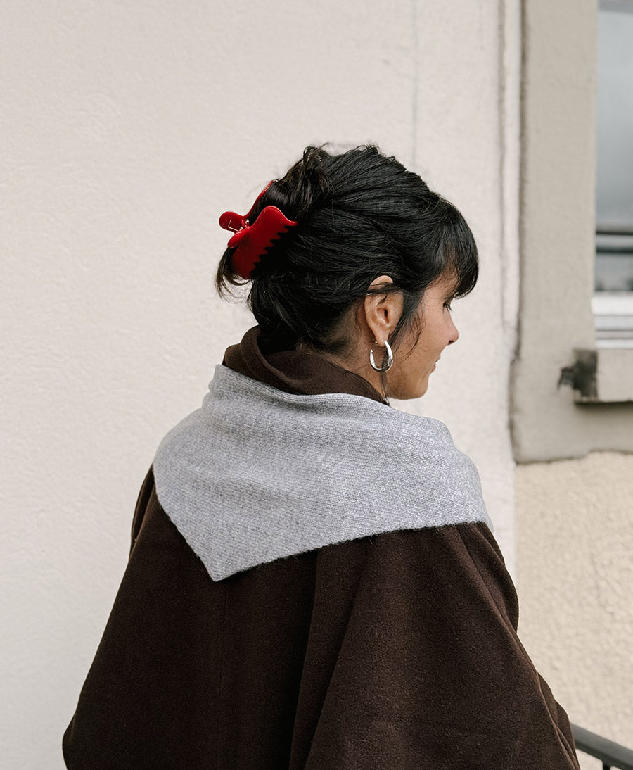 Triangel-Strickschal / Bandana aus Kaschmir - Grau