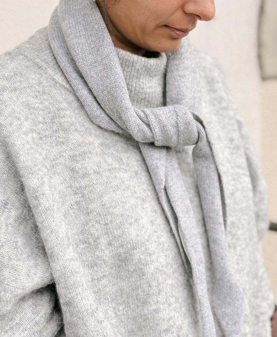 Triangel-Strickschal / Bandana aus Kaschmir - Grau