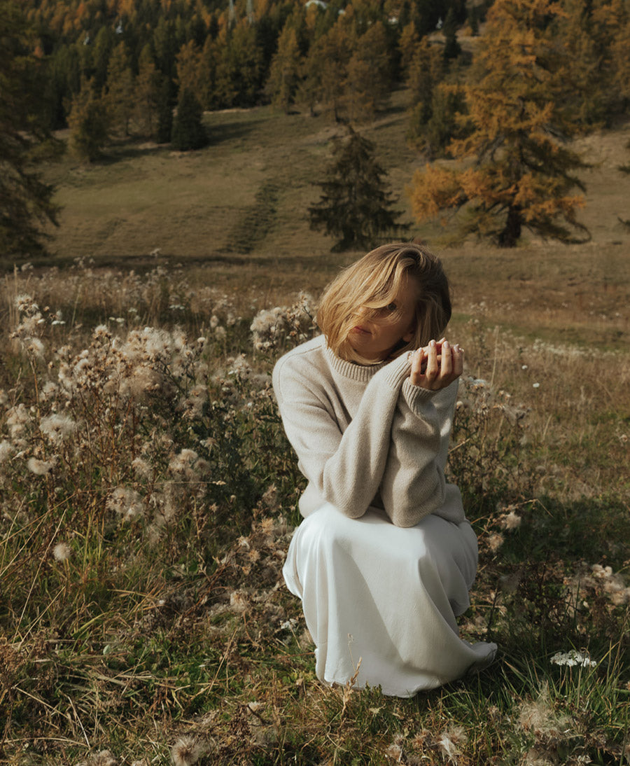 Strickpullover - Crewneck Sweater - Kaschmir/Seide - Greige