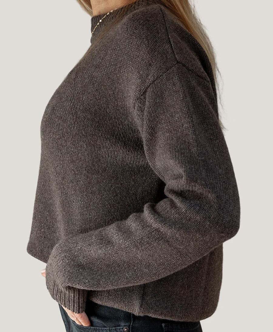 Strickpullover - Crewneck Sweater - Kaschmir/Seide - Dunkelbraun