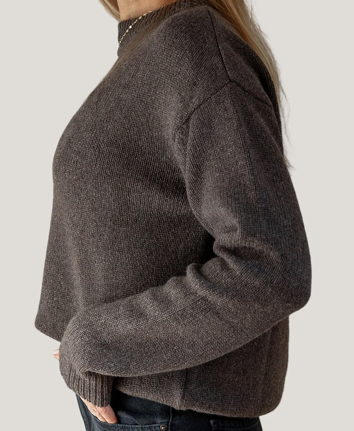 Strickpullover - Crewneck Sweater - Kaschmir/Seide - Dunkelbraun