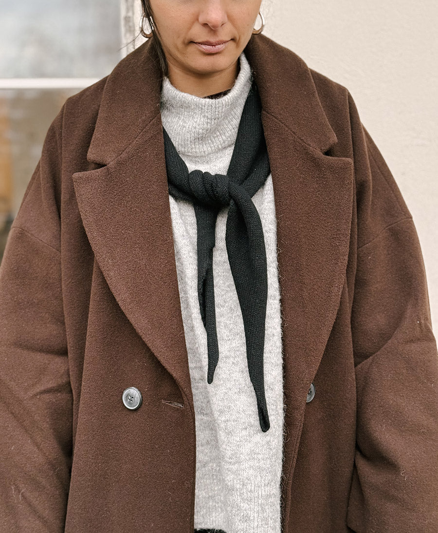 Triangel-Strickschal / Bandana aus Kaschmir - Schwarz