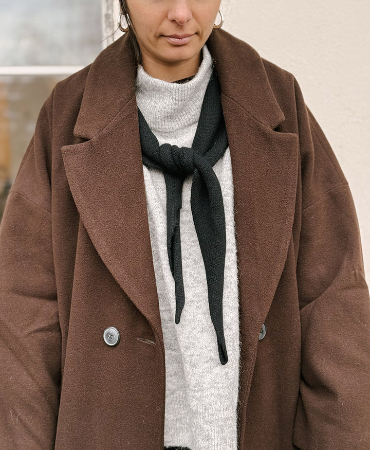 Triangel-Strickschal / Bandana aus Kaschmir - Schwarz