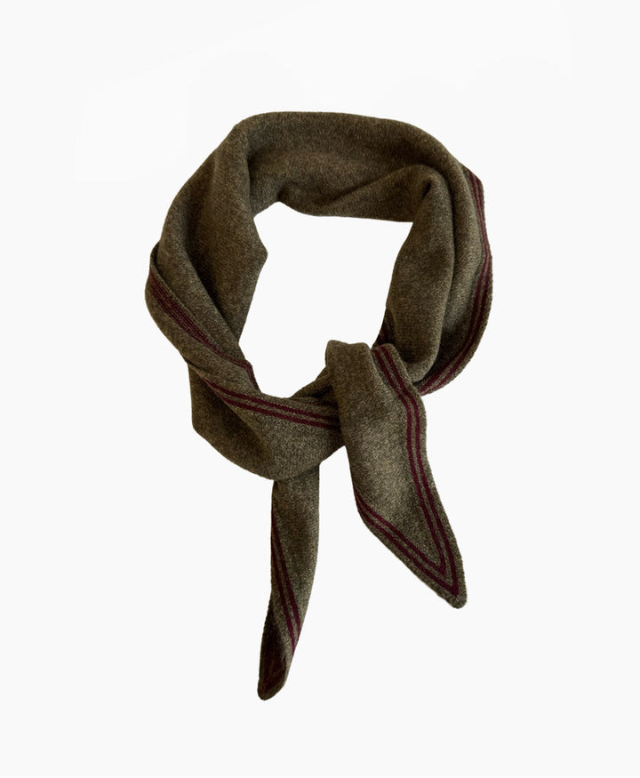Kleiner Gestrickter Schal / Foulard aus Kaschmir - Grün / Rot
