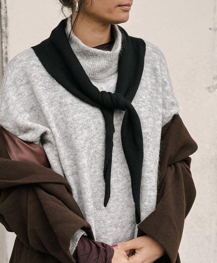 Triangel-Strickschal / Bandana aus Kaschmir - Schwarz