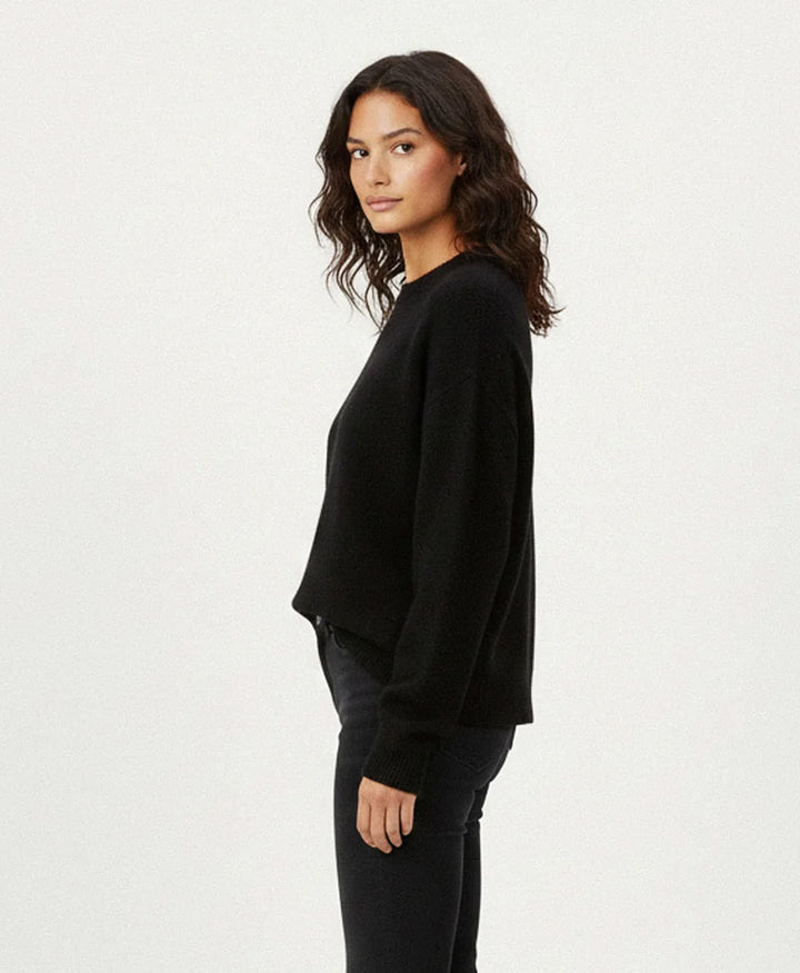 Strickpullover - Crewneck Sweater - Kaschmir/Seide - Schwarz