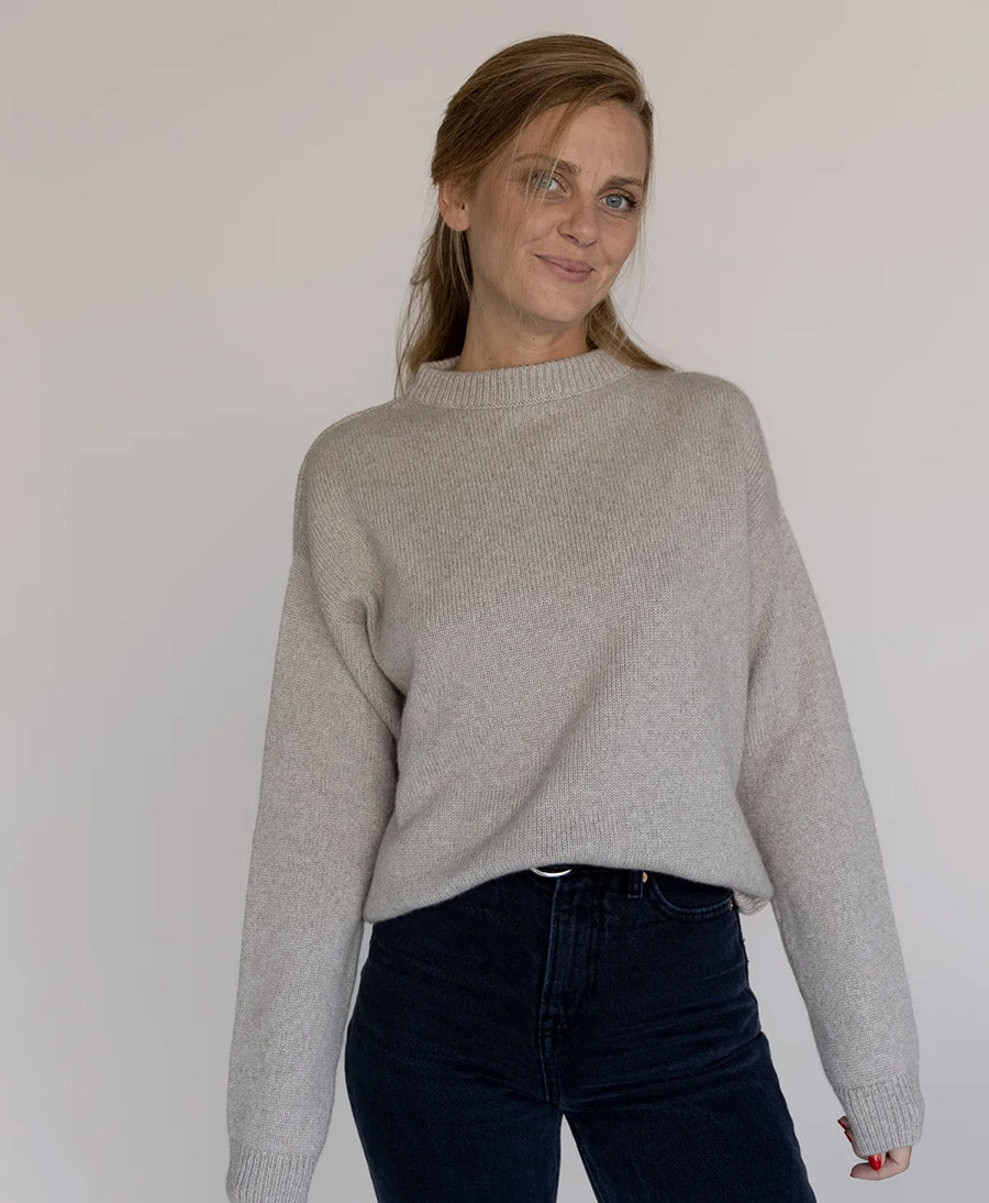 Strickpullover - Crewneck Sweater - Kaschmir/Seide - Greige