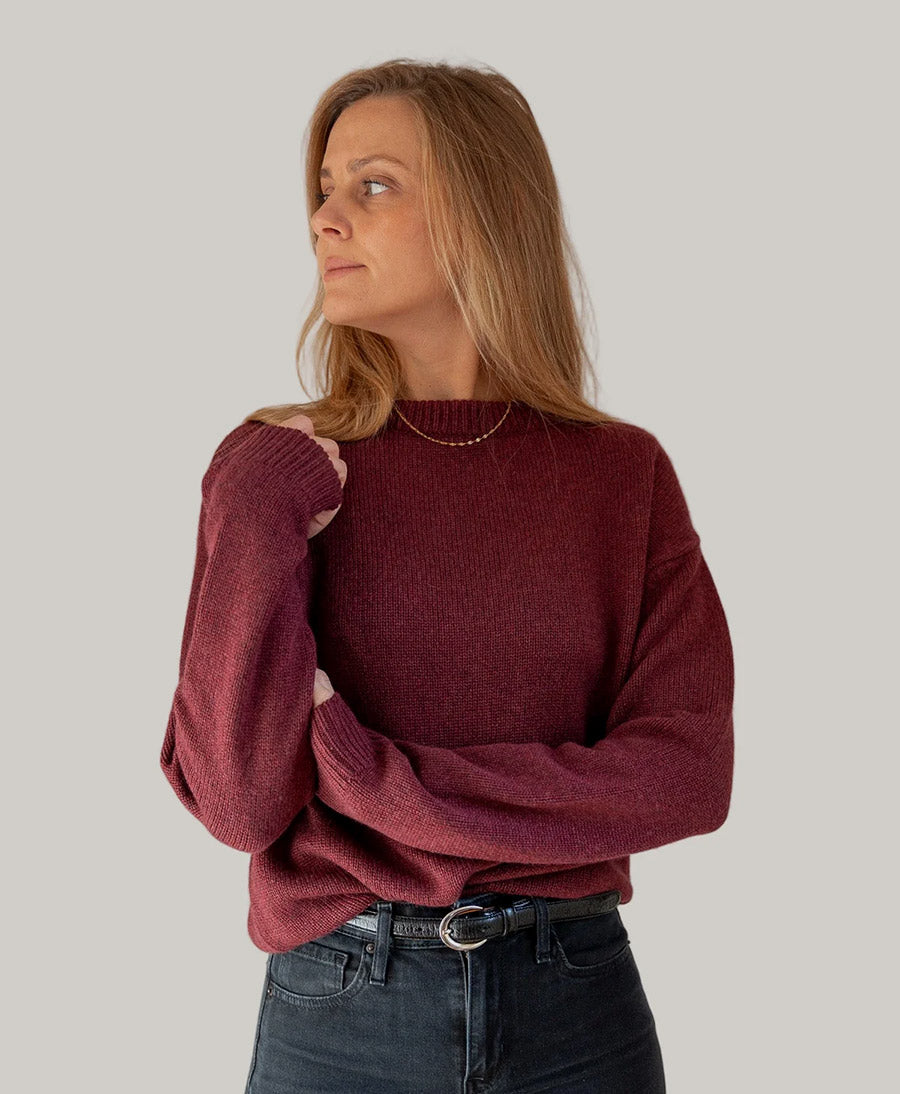 Strickpullover - Crewneck Sweater - Kaschmir/Seide - Burgundy
