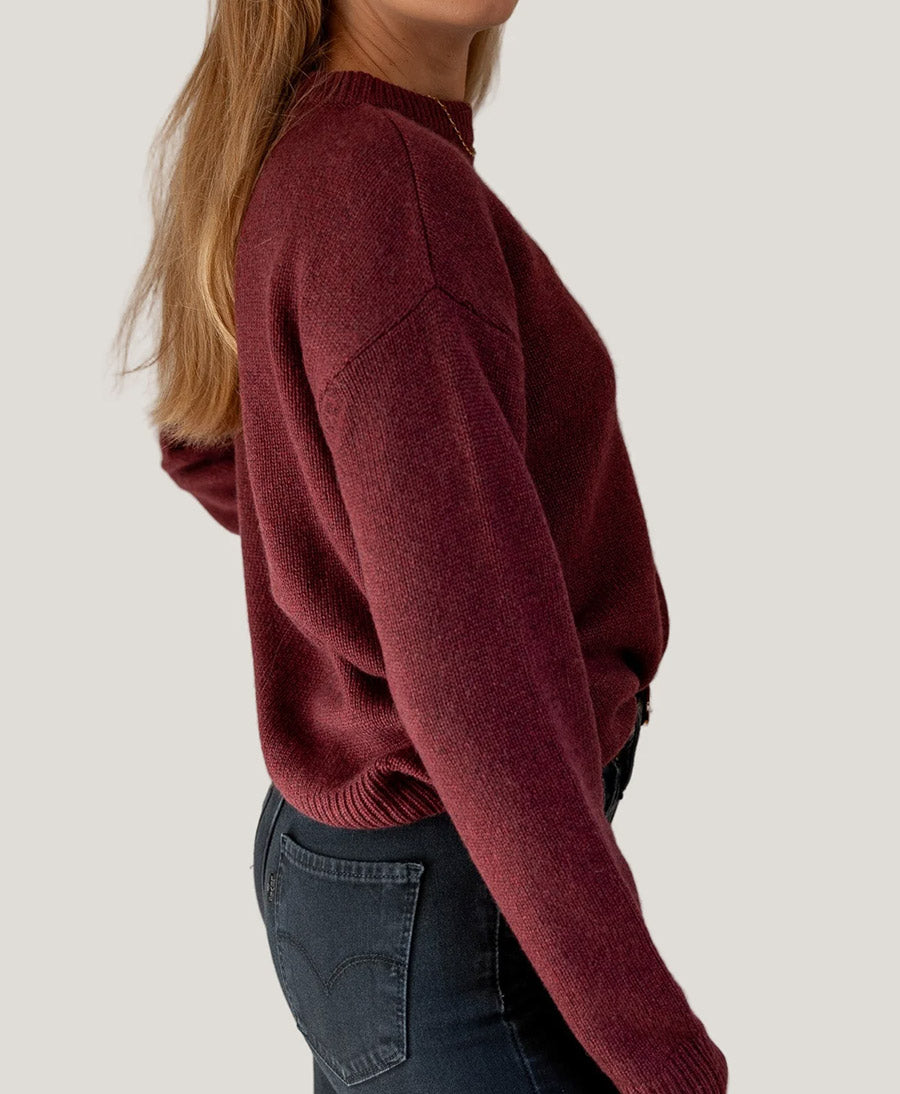 Strickpullover - Crewneck Sweater - Kaschmir/Seide - Burgundy