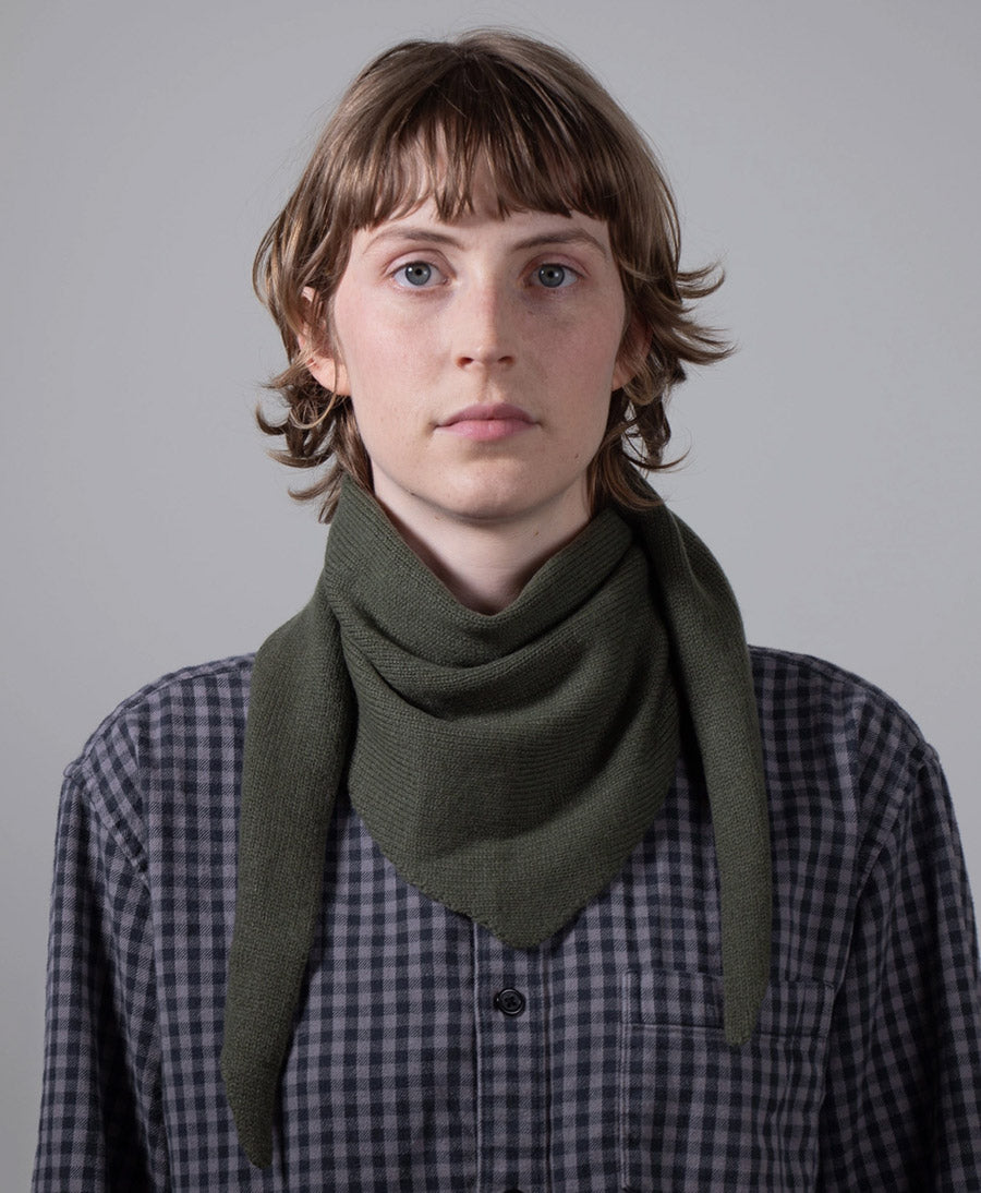 Triangel-Strickschal / Bandana aus Kaschmir - Dunkelgrün