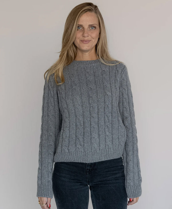 Strickpullover - Cable Knit Sweater - Kaschmir - Grau