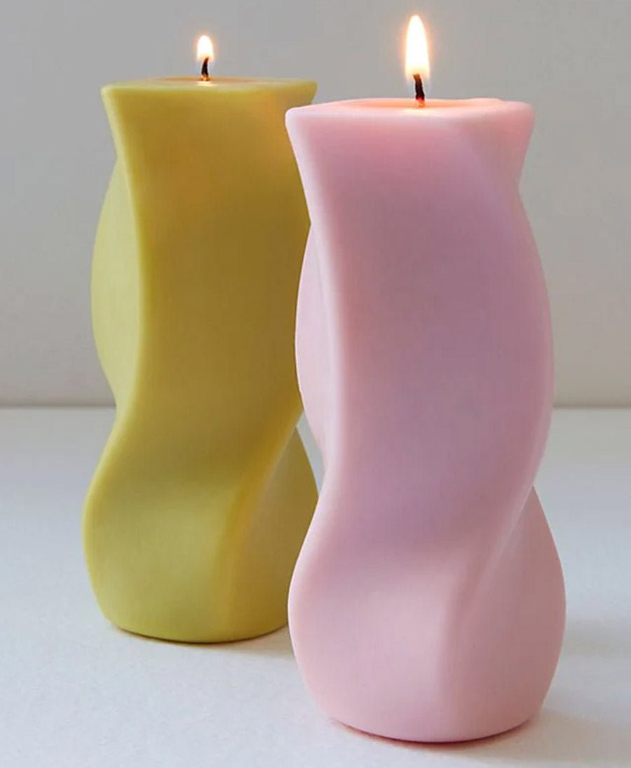 Kerze Swirl Pillar - Grün - Esh Candle - clomes