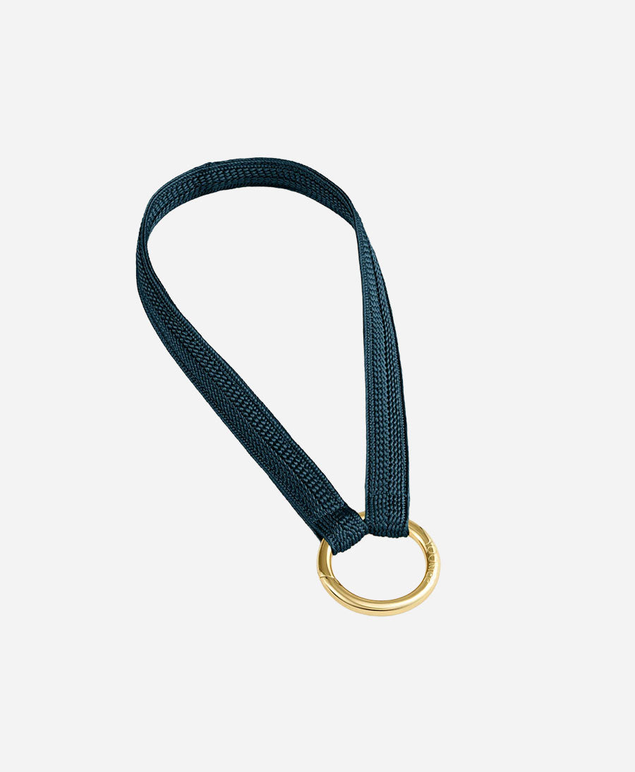 Kurzes Schlüsselband mit goldigem Karabiner - Petrol