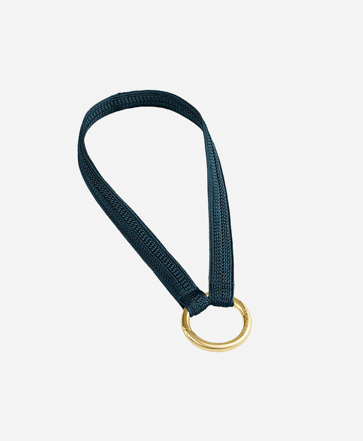 Kurzes Schlüsselband mit goldigem Karabiner - Petrol