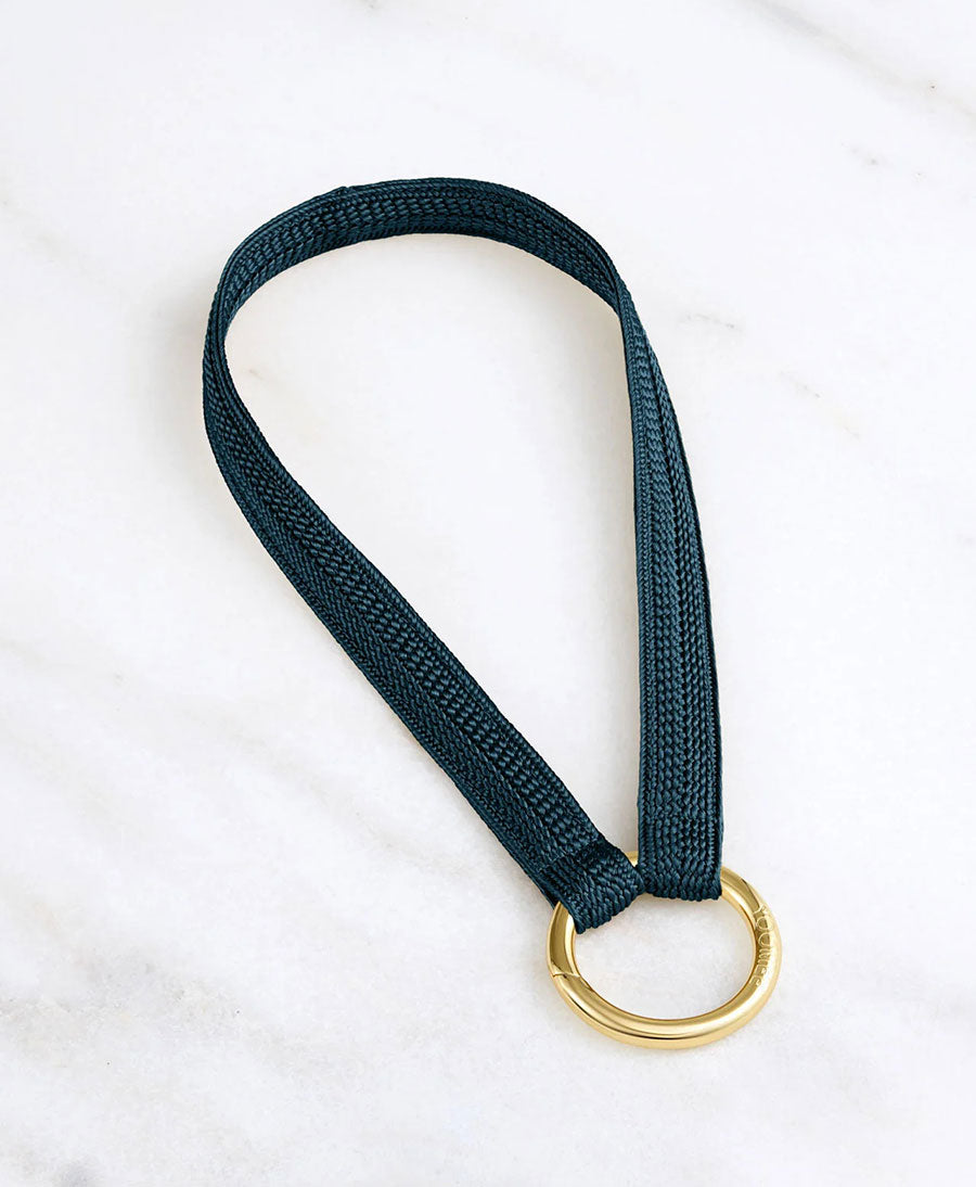 Kurzes Schlüsselband mit goldigem Karabiner - Petrol